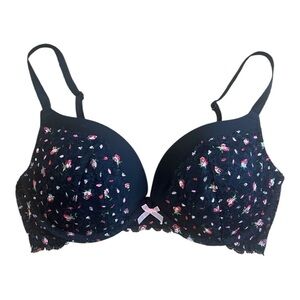 Victoria’s Secret Dream Angels Push Up Bra Size 34D NWOT black/pink floral
